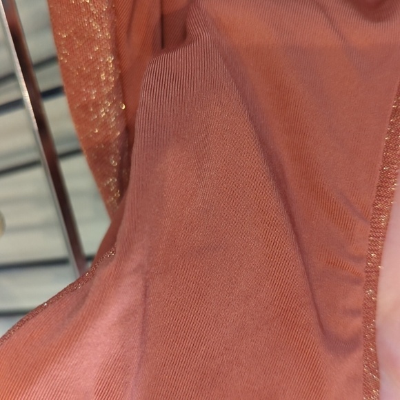 Soluna Lurex Shimmer Gold Swim Bikini Set Top and Bottoms Size Large Sweetheart - Picture 10 of 14